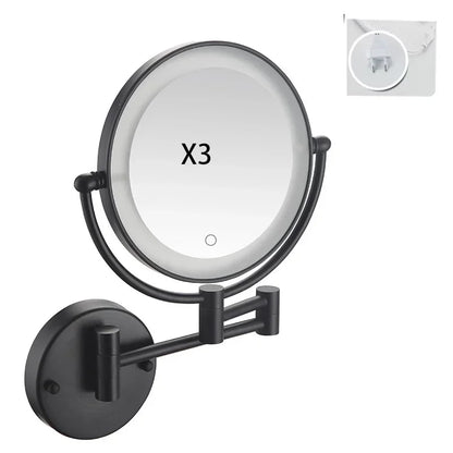 Bathroom 8-Inch Makeup Mirror Folding Rotating Telescopic Mirror