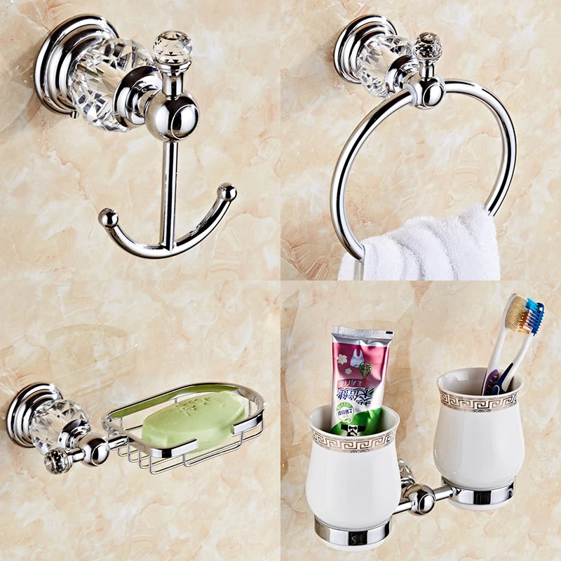 Bathroom Hardware Crystal Bath Towel Shelf Toilet Paper
