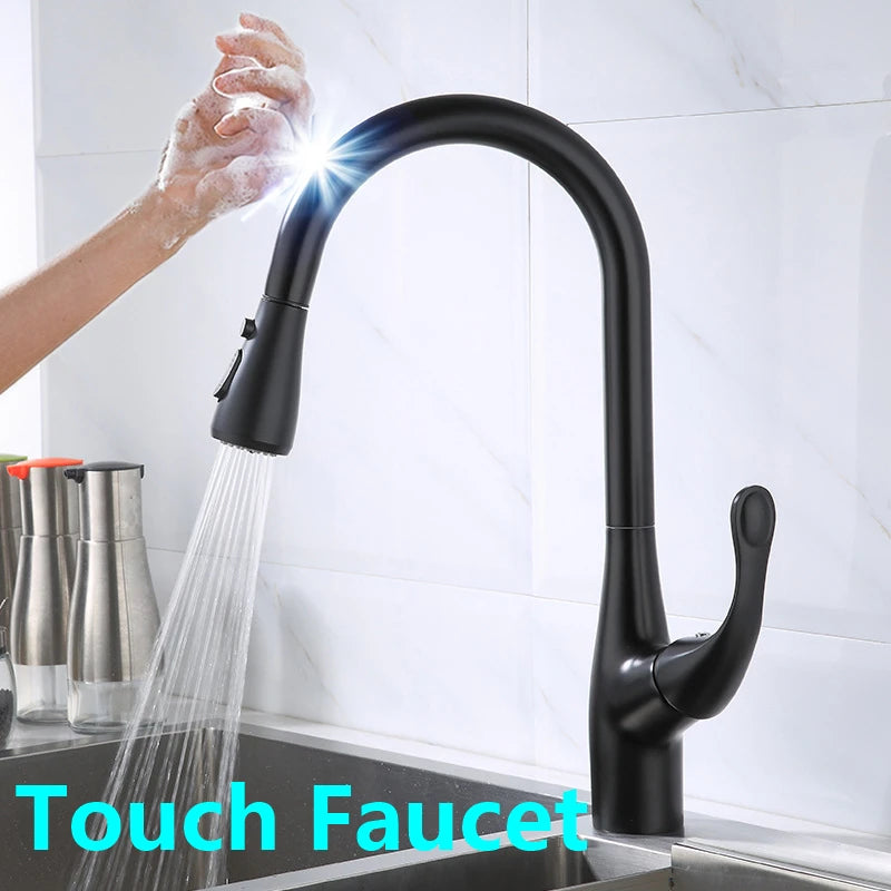 Brass Touch On Fauct Pull Down Cold Sink