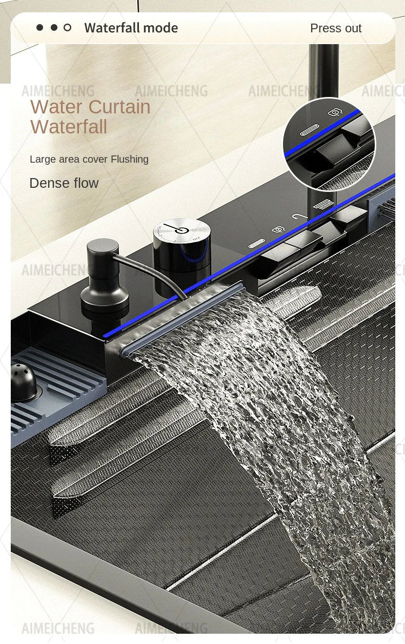 Digital Fly Rain Waterfall Sink Embossed Nano 304
