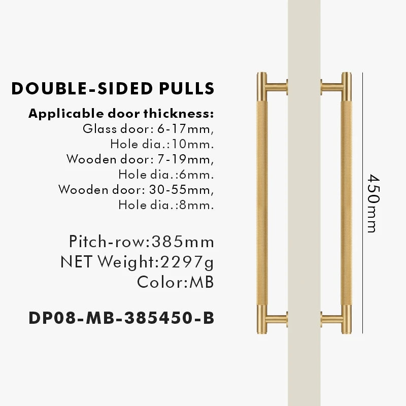 Nurlin Brass Door Double Sided Knurled Pull Bar