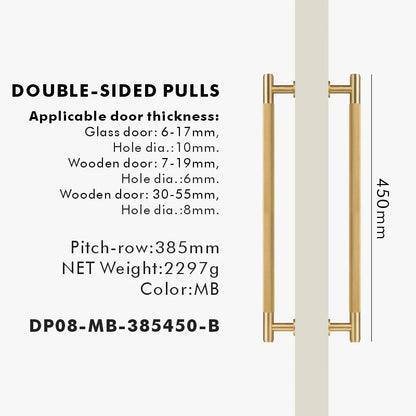 Nurlin Brass Door Double Sided Knurled Pull Bar