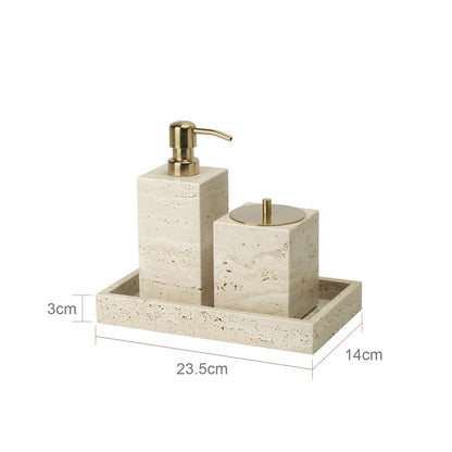Travertine Bathroom Luxury Soap Dish Soap Dispenser Tissue