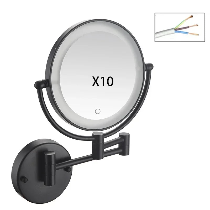 Bathroom 8-Inch Makeup Mirror Folding Rotating Telescopic Mirror