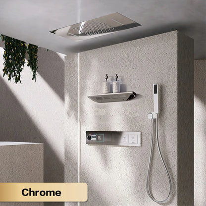 Gun Gray Brass Ceiling Constant Temperature Shower System