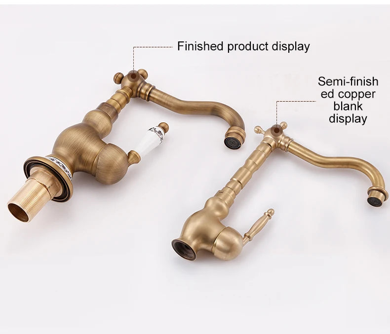 Bathroom Sink Faucet Antique Bronze Vessel Basin Faucet
