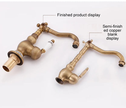 Bathroom Sink Faucet Antique Bronze Vessel Basin Faucet