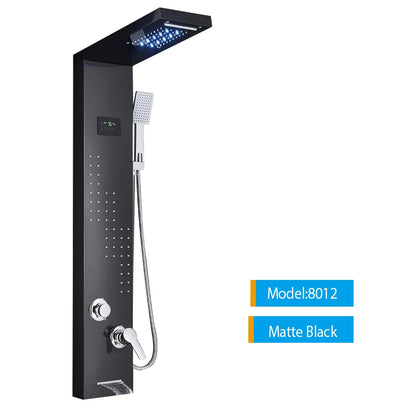 Luxury Black/Brushed Bathroom Led Shower Panel Tower System