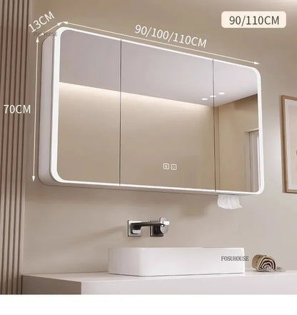 Minimalist Modern Arc-Shaped Smart Bathroom Mirror Cabinets