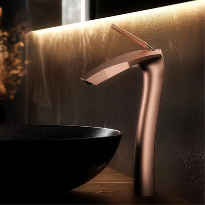 Luxury Brushed Gold Brass Bathroom Faucet Modern Ceramic