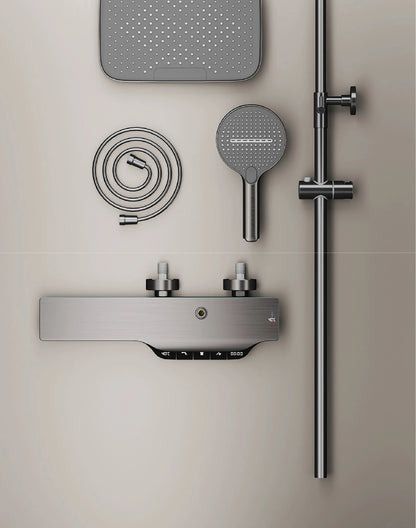 Luxury Brass Gun Gray Shower System Intelligent Led
