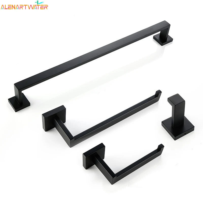 Bathroom Matte Black Wall Shelf Toilet Roll Paper