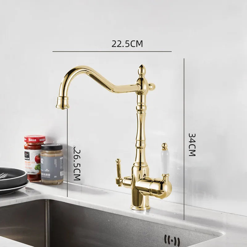 Antique Waterfilter Tap Faucet Gold Mixer Drinking Purify