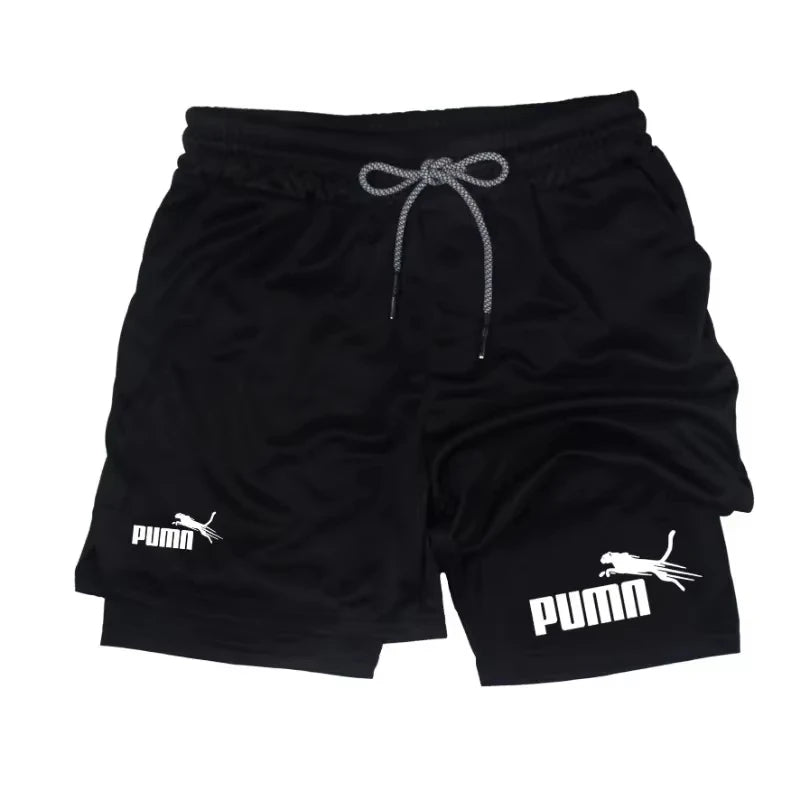 Men Summer Breathable 2-In-1 Double-Layer Compression Shorts