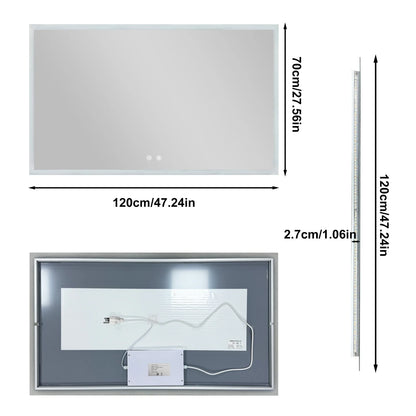 100/120cm Rectangular Led Bathroom Mirror Frameless Wall Vanity