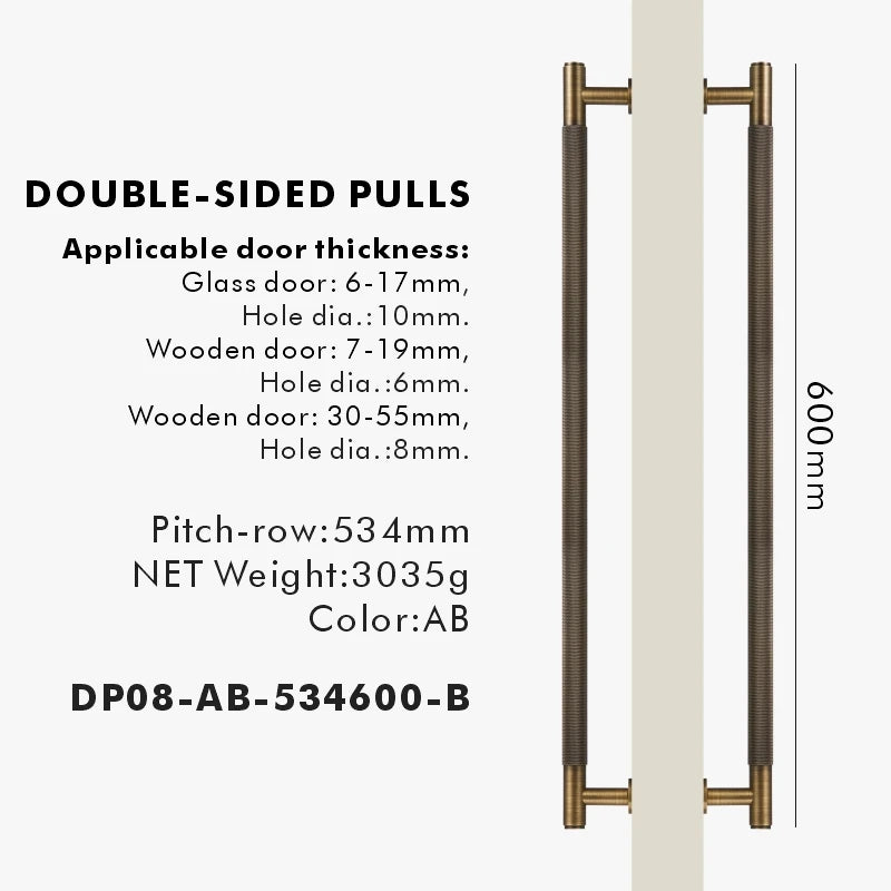 Nurlin Brass Door Double Sided Knurled Pull Bar