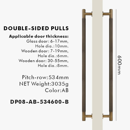 Nurlin Brass Door Double Sided Knurled Pull Bar