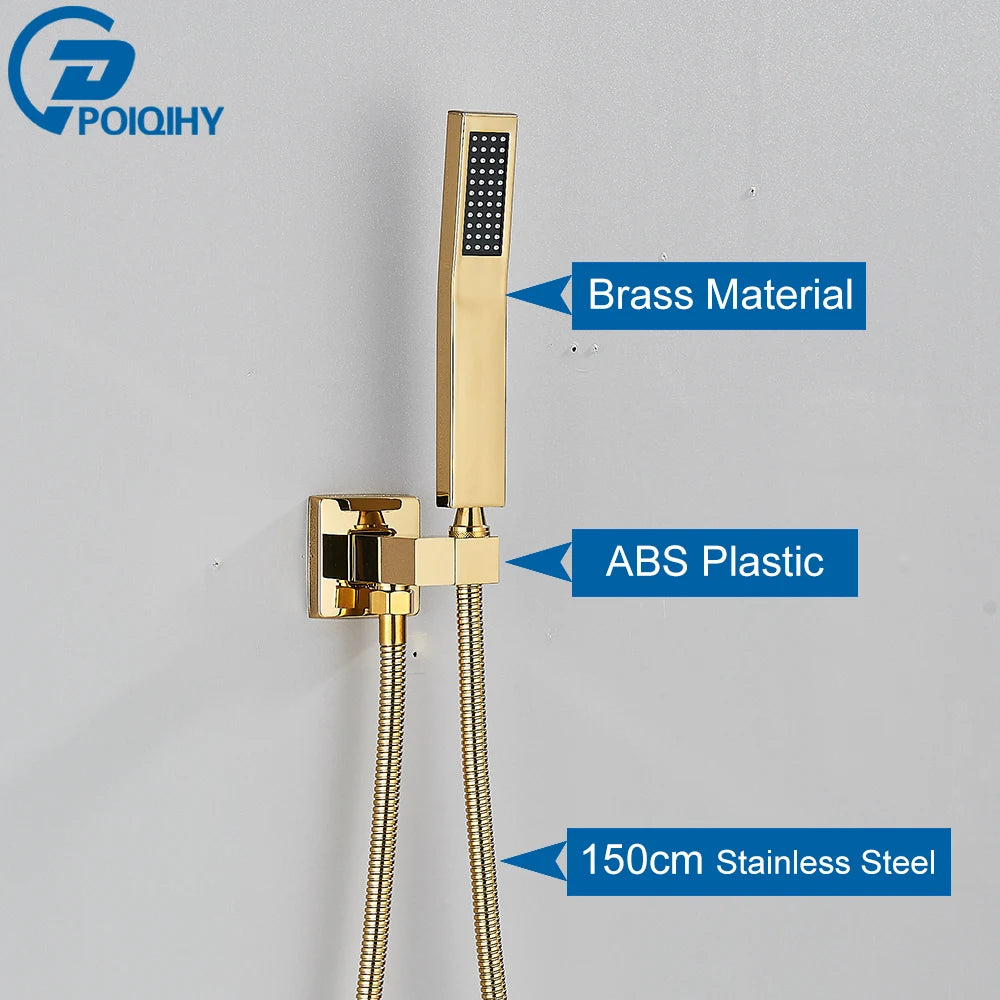 Poiqihy Golden Handshower Head 150cm Stainless Steel Shower