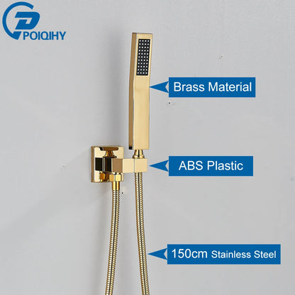 Poiqihy Golden Handshower Head 150cm Stainless Steel Shower