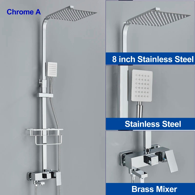 Golden Shower Faucet Rainfall 3/4-Way Bathtub Tap Bathroom