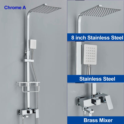 Golden Shower Faucet Rainfall 3/4-Way Bathtub Tap Bathroom
