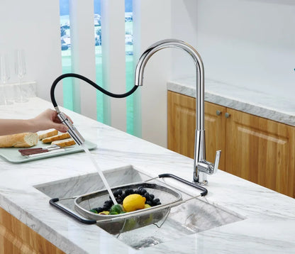 Brushed Gold Faucet Pull Out Sprayer Cold Water