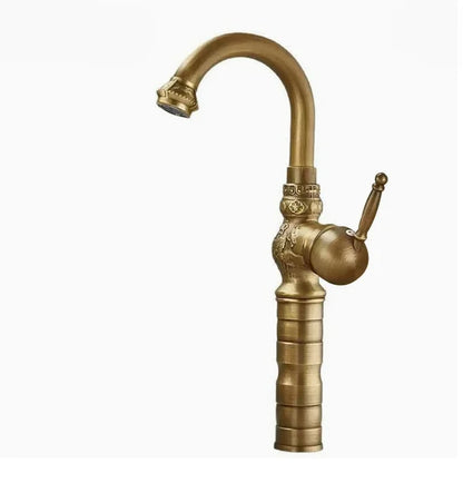 Antique Carved Bathroom Faucet Basin Faucets Brass &