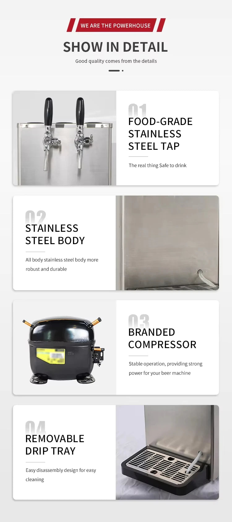 Countertop Draft Beer Cooler - Dual/Single Tap Stainless