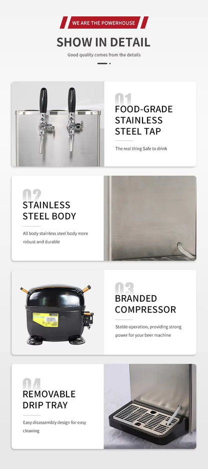 Countertop Draft Beer Cooler - Dual/Single Tap Stainless