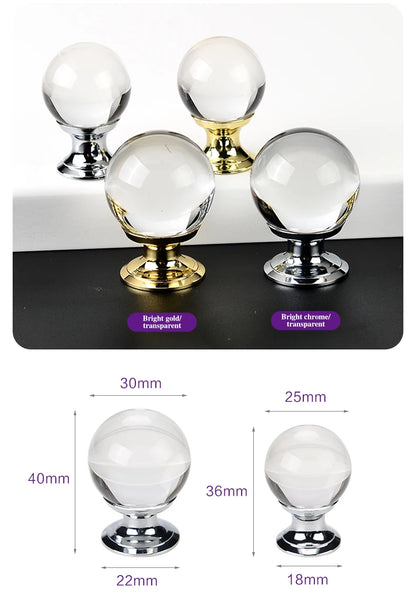 Colorful Crystal Glass Ball Pulls Knobs Wardrobe Door