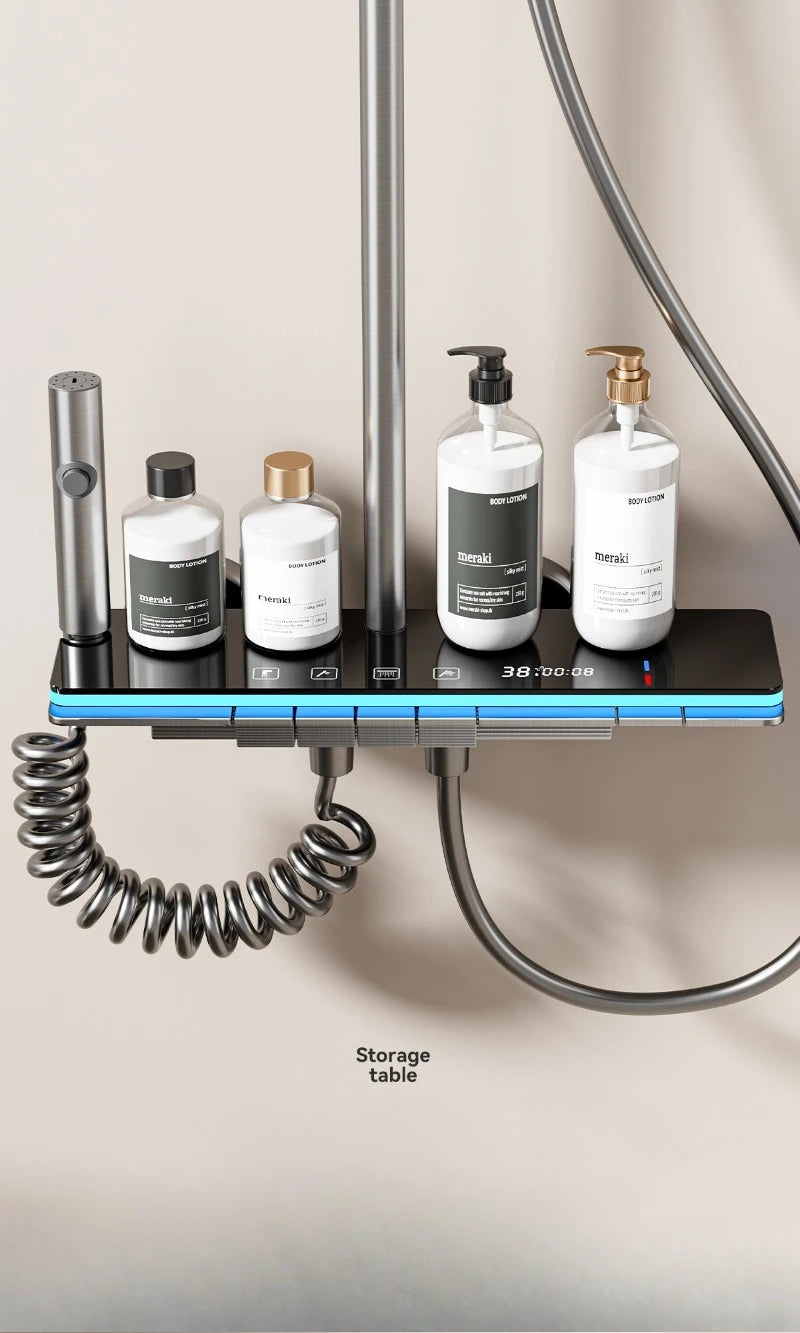Grey Four Mode Shower System Intelligent Digital Bathroom
