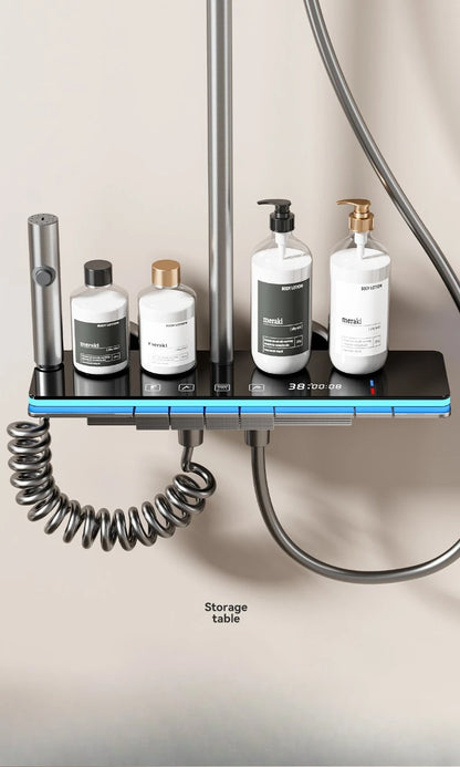 Grey Four Mode Shower System Intelligent Digital Bathroom