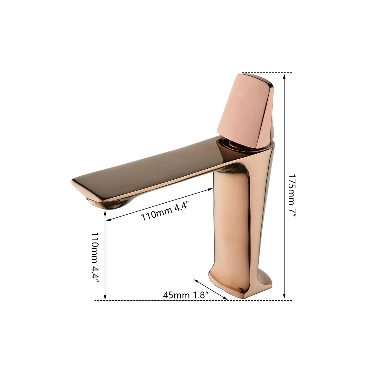 Kemaidi Rose Gold Bathroom Basin Sink Faucet Square