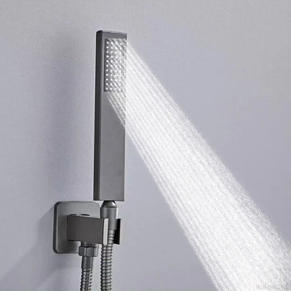 Gray Hidden Shower System Concealed Rainfall Bathroom Shower