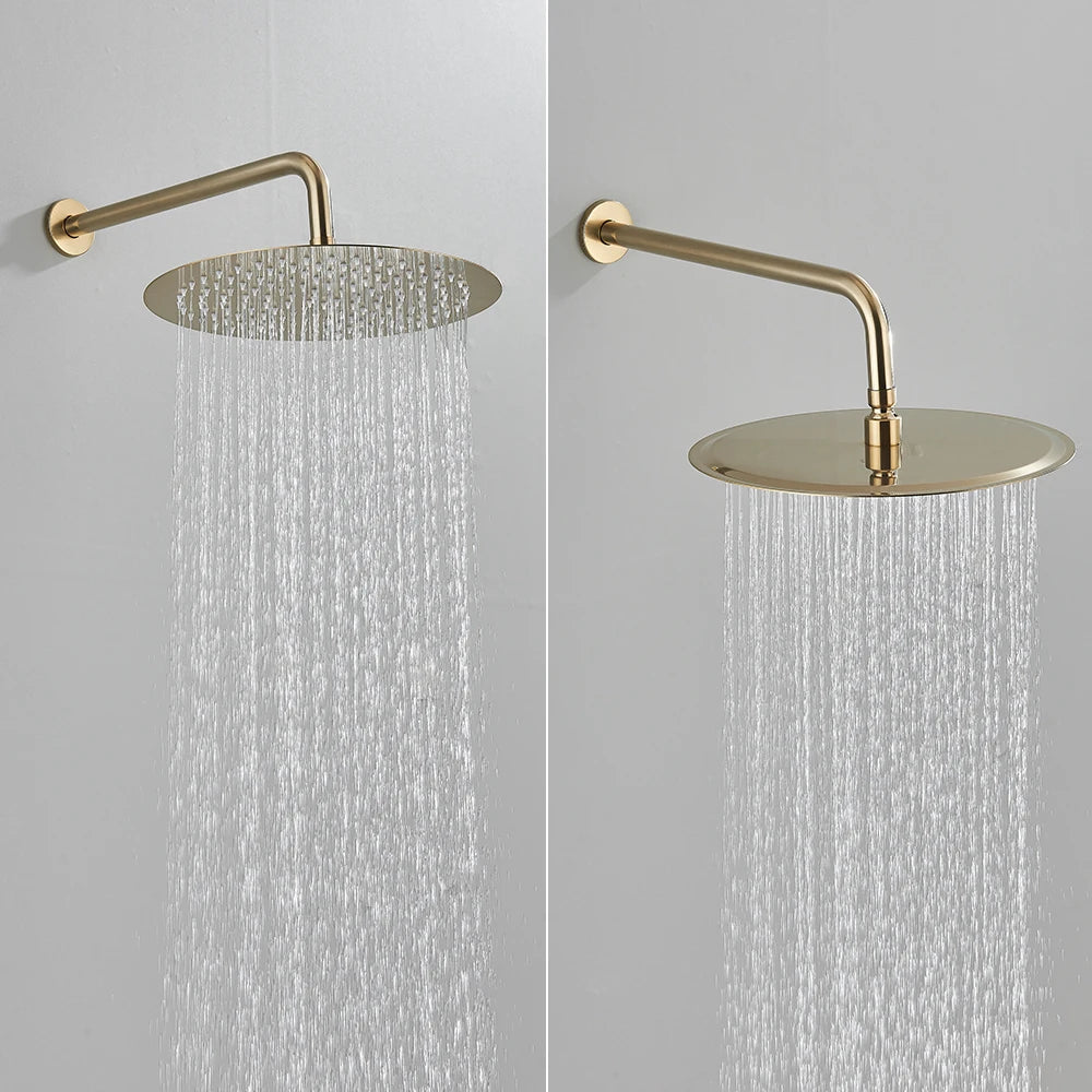 Brushed Gold Shower Faucet Embedded In Ways Shower