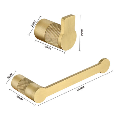 Brushed Gold Bathroom High Quality Brass Knurled Towel