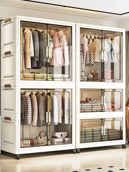 Multi-Functional Folding Storage Cabinet Doors White/Black/Gray