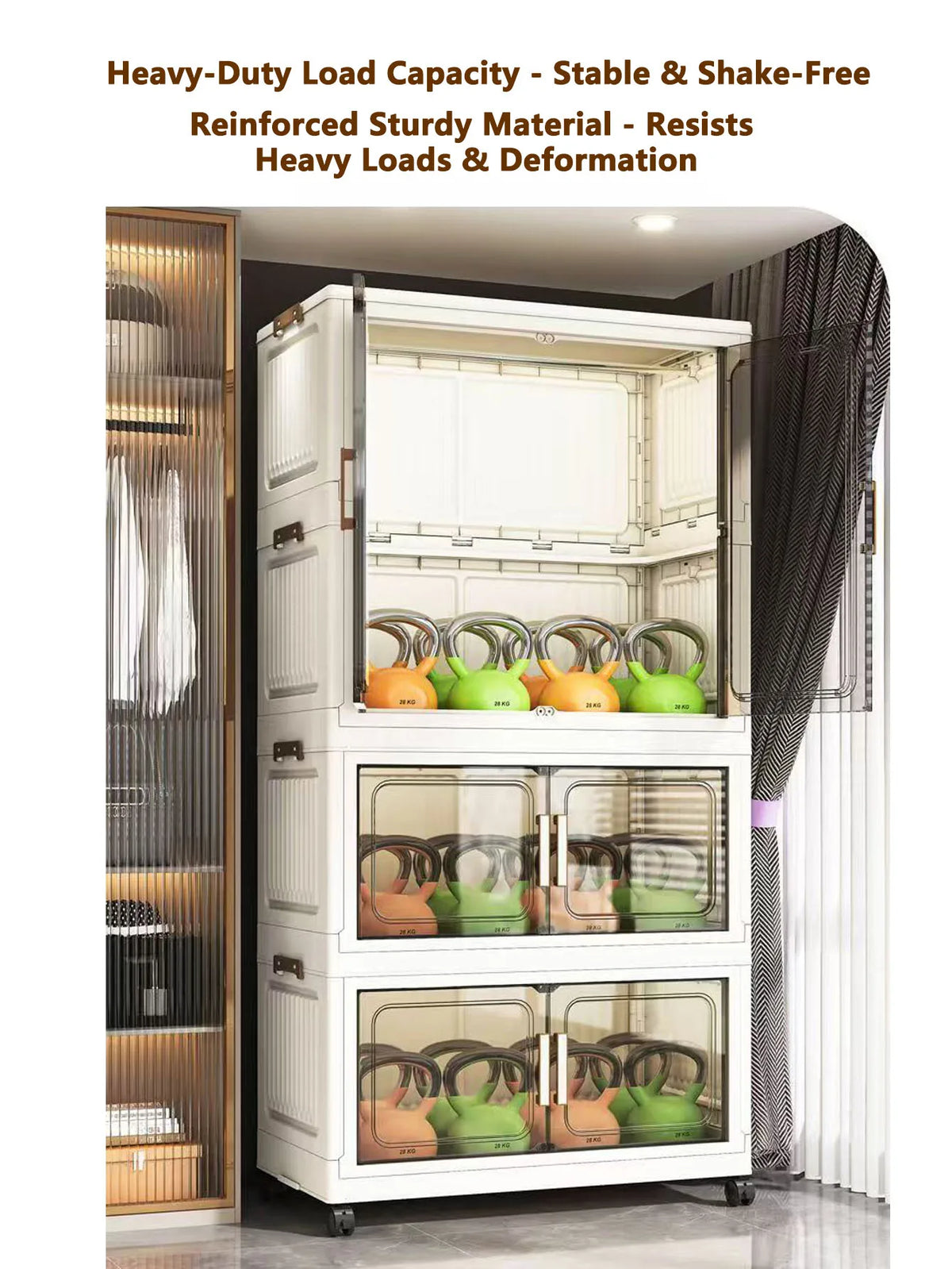 Multi-Functional Folding Storage Cabinet Doors White/Black/Gray