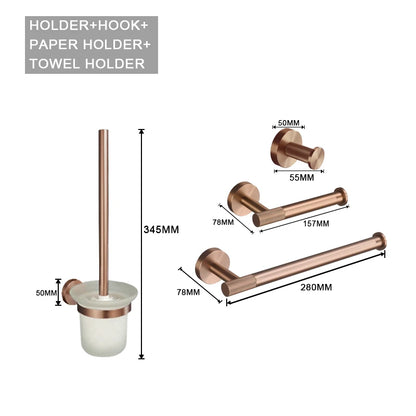 Brushed Rose Gold Brass Knurling Toilet Brush Holder