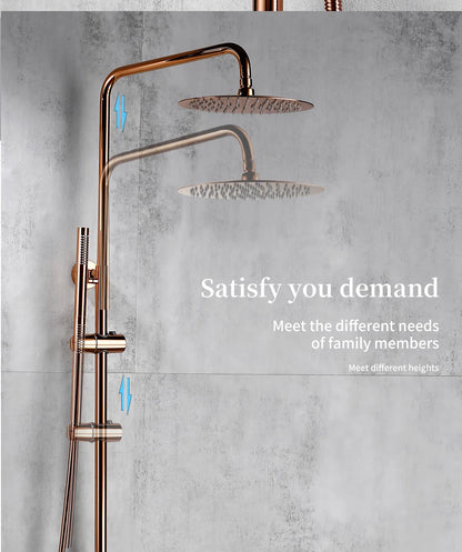 Rose Gold Thermostatic Shower Falcet Sets Wall Mount