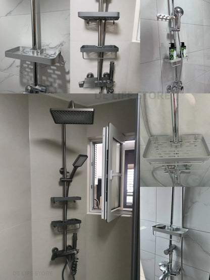 1/2pcs Punch-Free Shower Caddy Towel Rod Bathroom Shelf