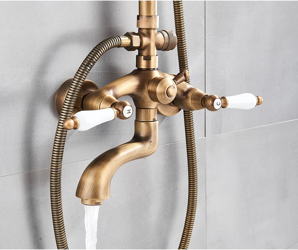 Golden Shower Bathroom Bath Shower Faucet Brass Swivel