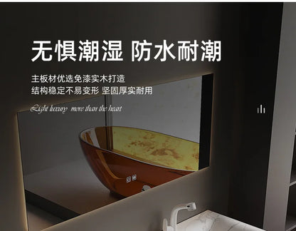 Light Luxury Bathroom Cabinets Rock Slab Integrated Washbasin