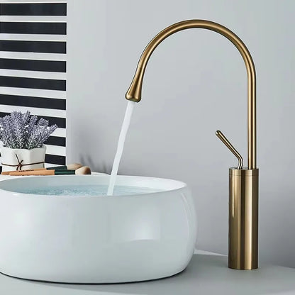 Zappo Gold Waterfall Faucet Roman Handheld Shower Deck