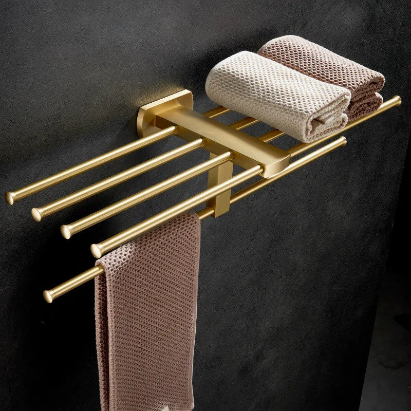 Brushed Gold Bathroom Towel Rack Paper Holder Toilet