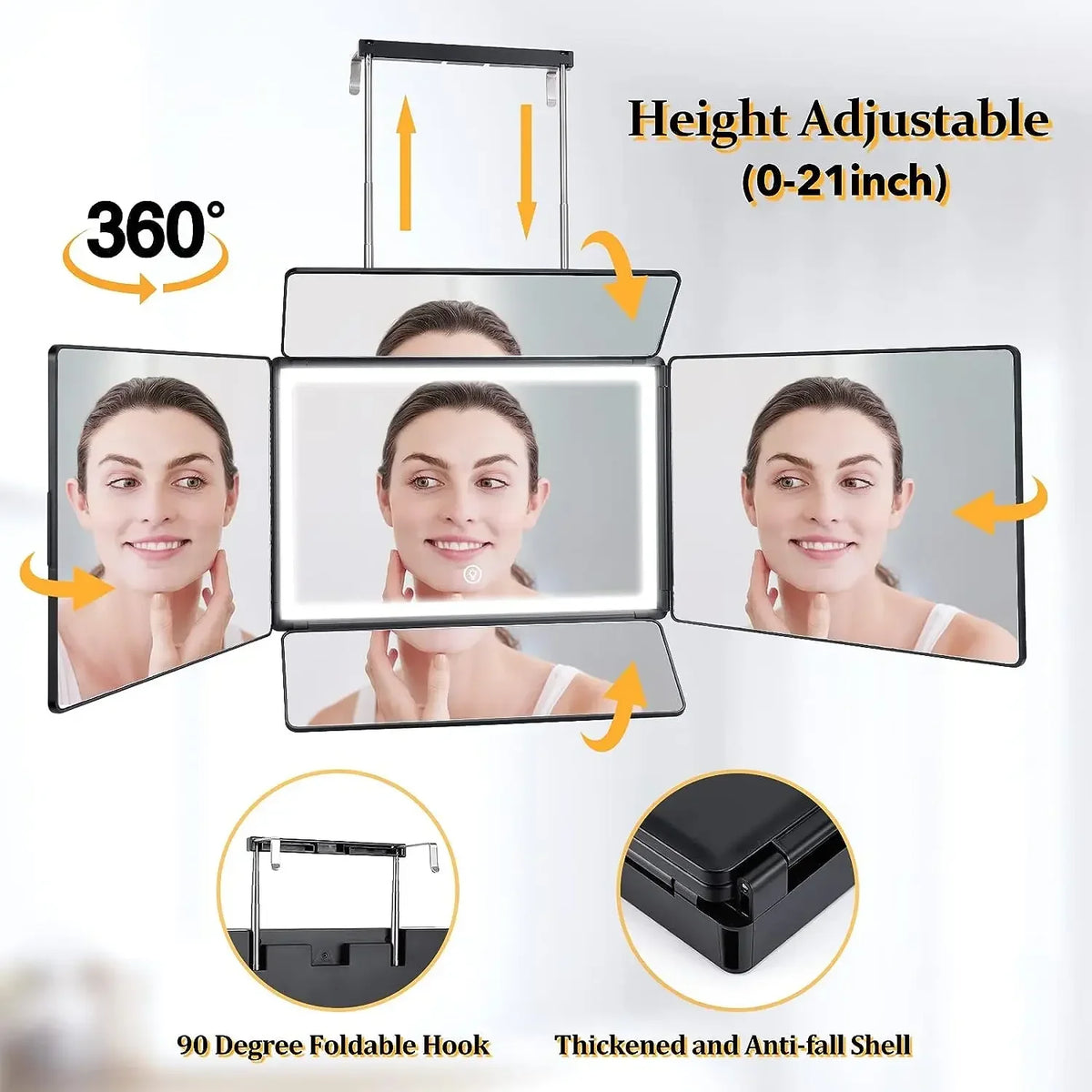 Way Mirror Hair Cutting Led Light 360 Barber