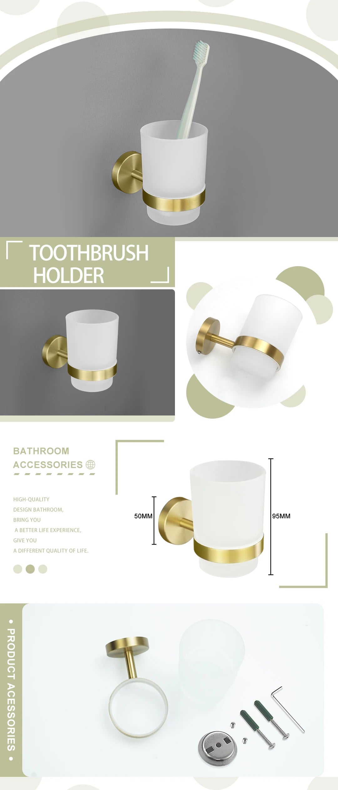 Brushed Gold Wall Mount Shelf Toilet Bath Hardware