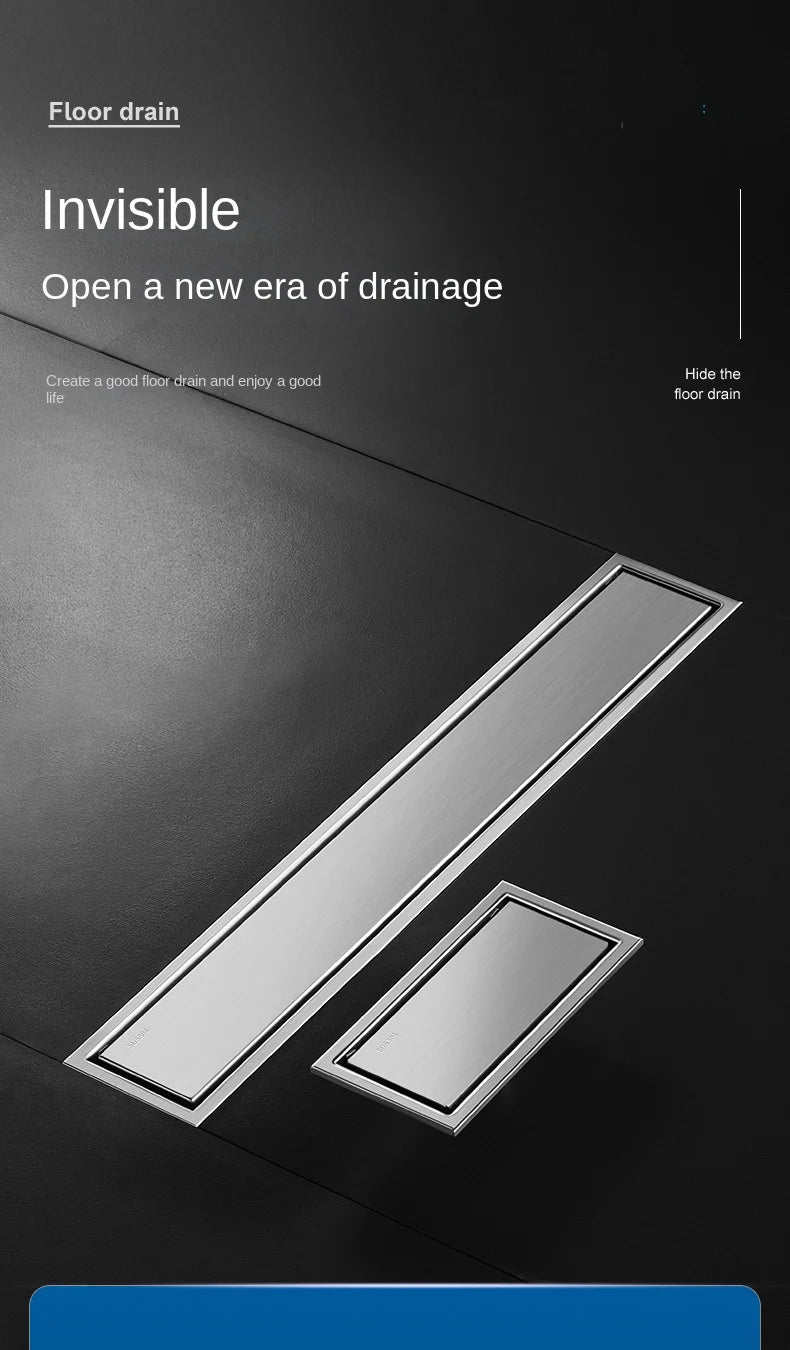 Luxury Hidden 304 Stainless Steel Rectangular Floor Drain