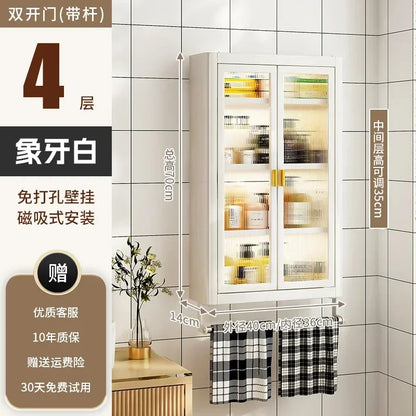 Modern Wall Mounted Bathroom Cabinet White Waterproof Storage