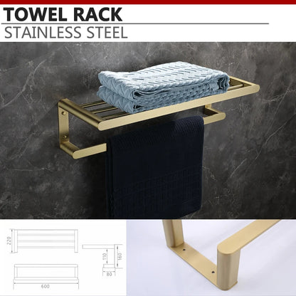 Brushed Gold Towel Ring Holder Bar Rack Brush/Paper